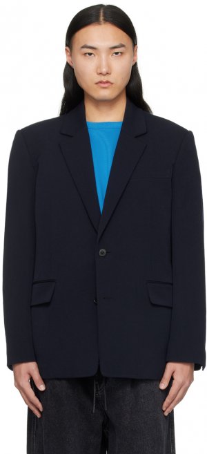 Темно-синий пиджак с зубчатыми лацканами Juun.J