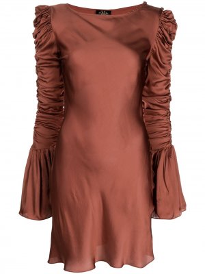 Clementine ruched-sleeve mini dress De La Vali. Цвет: коричневый