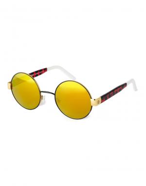 Солнцезащитные очки в круглой оправе с принтом Sheriff & Cherry. Цвет: jungle disco red