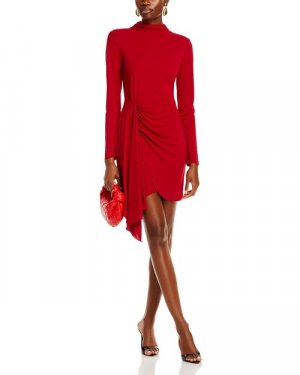Платье-юбка из джерси с длинным рукавом и воротником-стойкой запахом , цвет Red AQUA