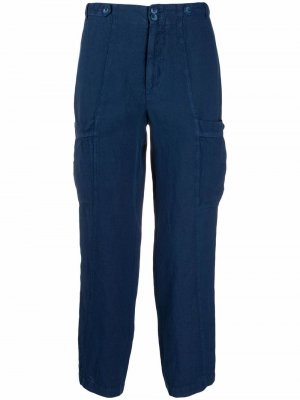 Укороченные брюки карго 120% Lino. Цвет: синий