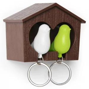 Держатель-брелок для ключей двойной Sparrow белый-зеленый Qualy. Цвет: белый; зеленый