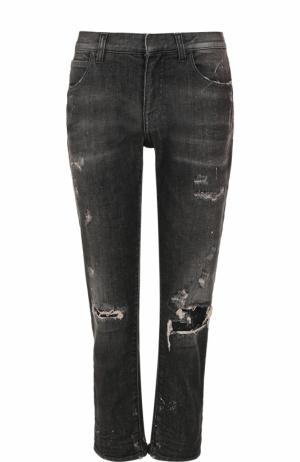 Укороченные джинсы с потертостями Faith Connexion. Цвет: черный