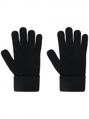 Трикотажные перчатки с вышитым логотипом Fay. Цвет: черный