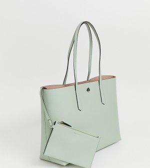Светло-зеленая кожаная сумка-тоут со съемным кошельком -Зеленый Kate Spade