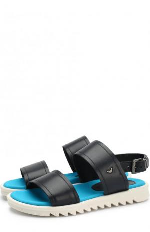Кожаные сандалии Armani Junior. Цвет: темно-синий