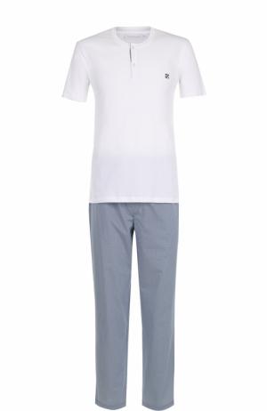 Хлопковая пижама с брюками Ermenegildo Zegna. Цвет: белый