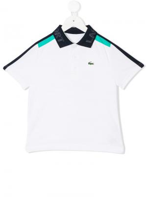 Рубашка-поло с заплаткой логотипом Lacoste Kids. Цвет: белый
