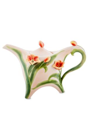 Заварочный чайник Тюльпаны (Pavone) Pavone. Цвет: светло-зеленый, бледно-розовый