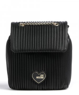 Плиссированный рюкзак из искусственной кожи Love Moschino, черный MOSCHINO