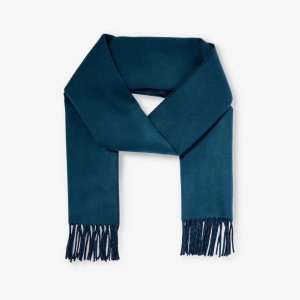 Двусторонний кашемировый шарф с бахромой , темно-синий Johnstons