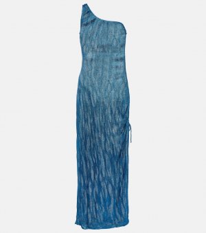 Жаккардовое платье миди на одно плечо , синий Missoni