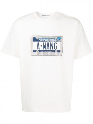 Футболка License Plate с принтом Alexander Wang. Цвет: белый