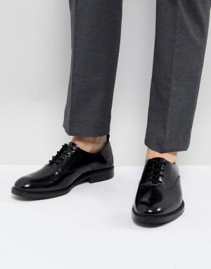 Черные кожаные туфли на шнуровке Zign. Цвет: черный