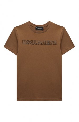 Хлопковая футболка Dsquared2. Цвет: коричневый