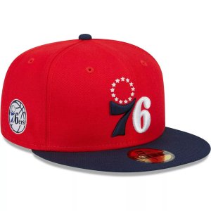 Мужская приталенная шляпа New Era красная/темно-синяя Philadelphia 76ers 59FIFTY