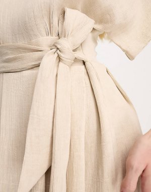 Платье миди в рубчик с камнем Closet London