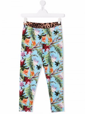 TEEN tropical-print leggings Philipp Plein Junior. Цвет: синий