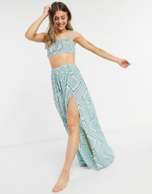 Пляжная юбка макси с завязкой и платочным принтом от комплекта -Многоцветный ASOS DESIGN