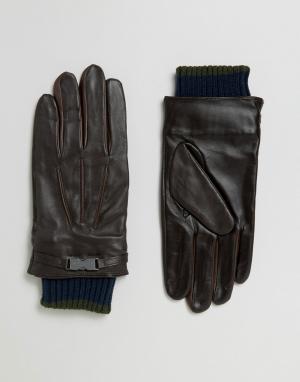 Кожаные перчатки Ted Baker. Цвет: коричневый