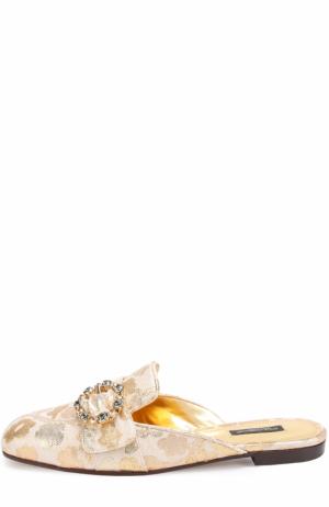 Парчовые сабо с пряжкой Dolce & Gabbana. Цвет: золотой