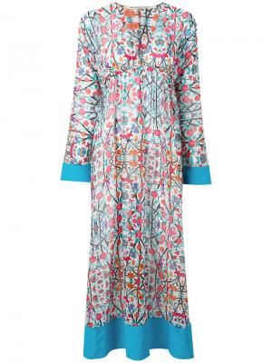 Платье длины миди с цветочным узором Miahatami. Цвет: синий