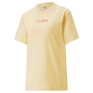 Женская футболка Downtown Relaxed Graphic Tee PUMA. Цвет: желтый