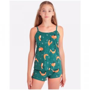Пижама , размер 134, зеленый HappyFox. Цвет: зеленый