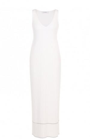 Однотонное вязаное платье-макси из вискозы Cruciani. Цвет: белый