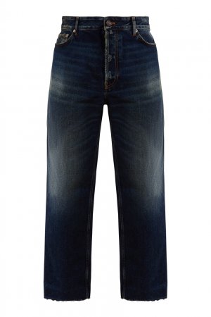 Темно-синие укороченные джинсы Balenciaga. Цвет: синий