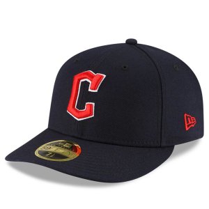 Мужская кепка New Era Navy Cleveland Guardians Authentic Collection On-Field Road Low Profile 59FIFTY Облегающая шляпа