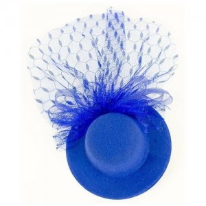 Карнавальная шляпка-заколка с вуалеткой Синяя СмеХторг. Цвет: синий