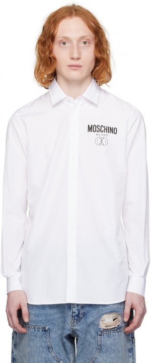 Белая рубашка с двойным смайликом Moschino