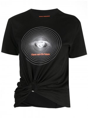 Драпированная футболка с графичным принтом Paco Rabanne. Цвет: черный