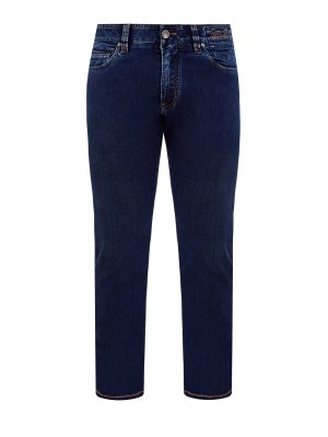 Окрашенные вручную джинсы из хлопкового и шелкового денима CORTIGIANI. Цвет: синий