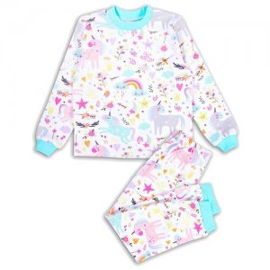 Пижама веселый малыш Единорожка, размер 110 мультиколор. Цвет: белый/розовый