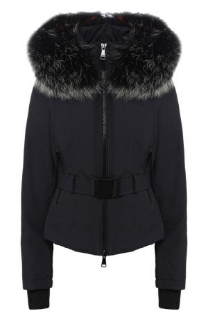 Утепленная куртка с поясом и меховой отделкой Odri. Цвет: черный
