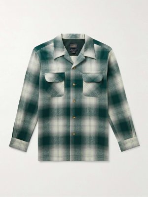 Рубашка из натуральной шерсти в клетку Board Camp-Collar PENDLETON, зеленый Pendleton