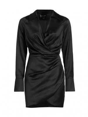 Атласное мини-платье Cece с запахом , черный Line & Dot