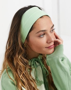 Зеленая широкая трикотажная повязка на голову -Зеленый цвет ASOS DESIGN