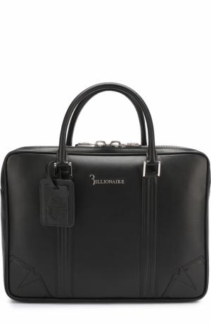 Кожаная сумка для ноутбука с двумя отделениями на молнии Billionaire. Цвет: черный