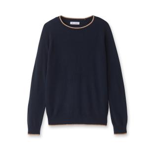Пуловер шерстяной с контрастными краями La Redoute Collections. Цвет: кремовый,сине-зеленый