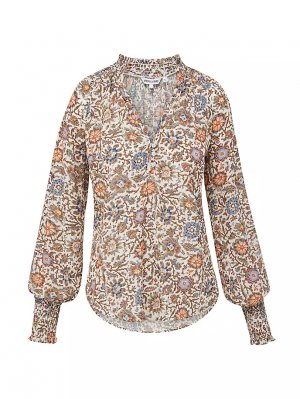 Блуза Alexandria из хлопковой смеси с цветочным принтом , цвет etched floral print ecru Veronica Beard
