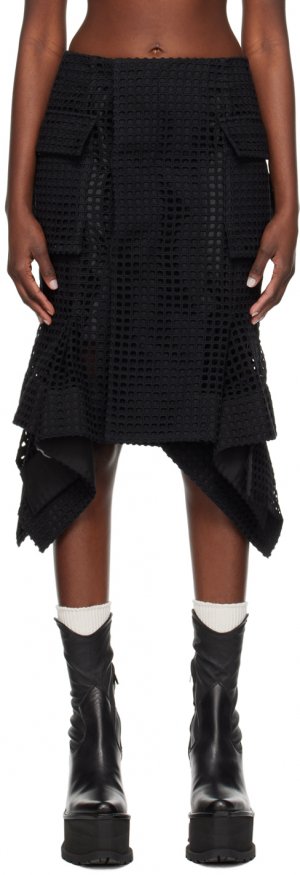 Черная юбка-миди с платком Sacai