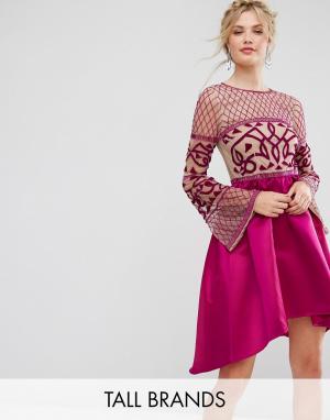Платье миди с асимметричной юбкой -Розовый Maya Tall