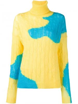 Двухцветный свитер с узором косичка Delpozo. Цвет: жёлтый и оранжевый