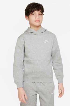 Флисовый пуловер Club с капюшоном , серый Nike