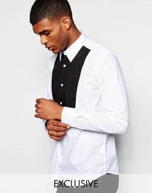 Строгая рубашка с контрастной нагрудной вставкой Wincer & Plant. Цвет: белый