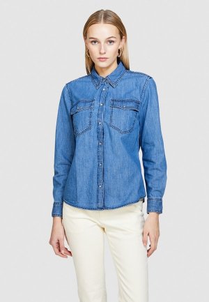 Рубашка джинсовая Sisley. Цвет: голубой
