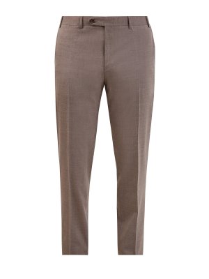 Прямые брюки из костюмной шерсти со стрелками CANALI. Цвет: бежевый